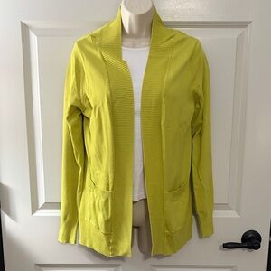 Women's Yellow/Green Open Knit Cardigan